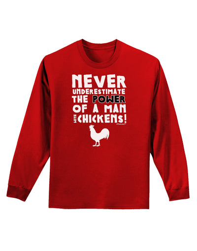 A Man With Chickens Adult Long Sleeve Dark T-Shirt-TooLoud-Red-Small-Davson Sales