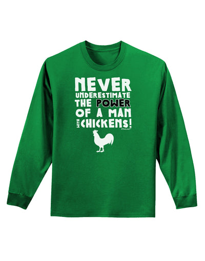 A Man With Chickens Adult Long Sleeve Dark T-Shirt-TooLoud-Kelly-Green-Small-Davson Sales