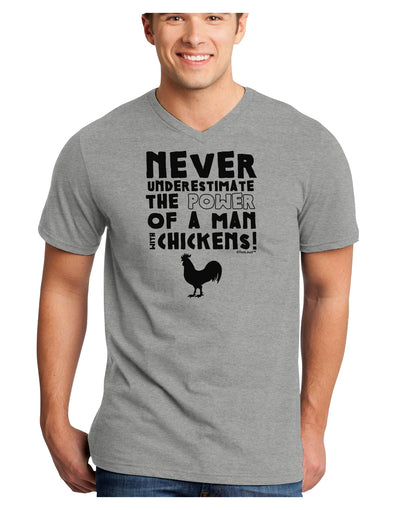 A Man With Chickens Adult V-Neck T-shirt-Mens V-Neck T-Shirt-TooLoud-HeatherGray-Small-Davson Sales