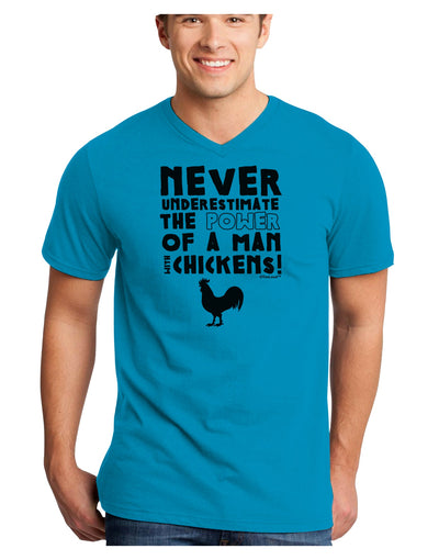 A Man With Chickens Adult V-Neck T-shirt-Mens V-Neck T-Shirt-TooLoud-Turquoise-Small-Davson Sales