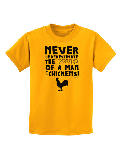 A Man With Chickens Childrens T-Shirt-Childrens T-Shirt-TooLoud-Gold-X-Small-Davson Sales