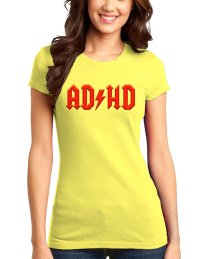 ADHD Lightning Bolt Rockstar Juniors T-Shirt-Womens Juniors T-Shirt-TooLoud-Yellow-Small-Davson Sales