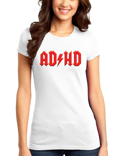 ADHD Lightning Bolt Rockstar Juniors T-Shirt-Womens Juniors T-Shirt-TooLoud-White-Small-Davson Sales