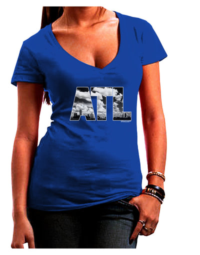 ATL Atlanta Text Juniors V-Neck Dark T-Shirt by TooLoud-Womens V-Neck T-Shirts-TooLoud-Royal-Blue-Juniors Fitted Small-Davson Sales