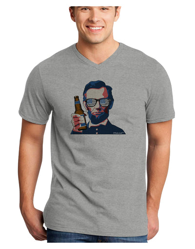Abraham Drinkoln Adult V-Neck T-shirt-Mens V-Neck T-Shirt-TooLoud-HeatherGray-Small-Davson Sales