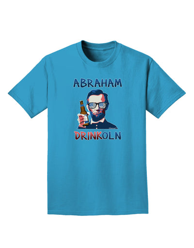 Abraham Drinkoln with Text Adult Dark T-Shirt-Mens T-Shirt-TooLoud-Turquoise-Small-Davson Sales