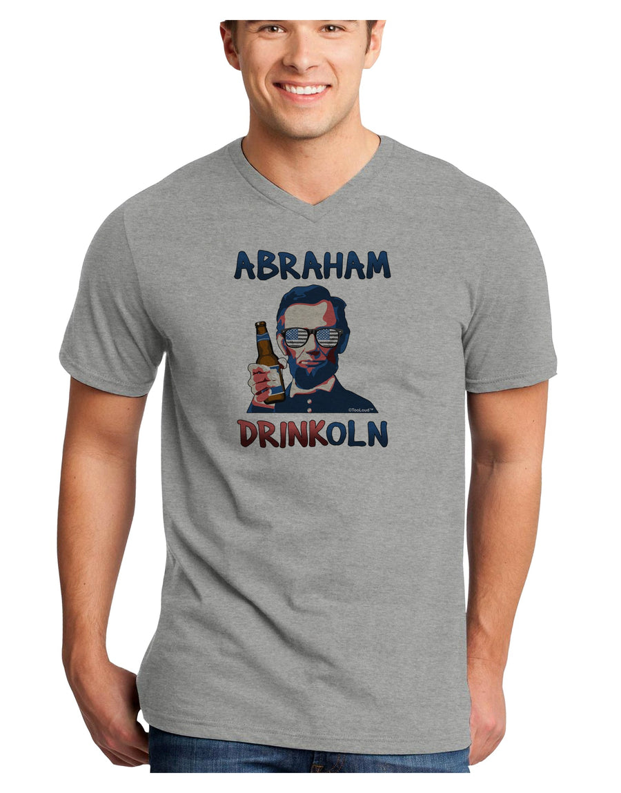 Abraham Drinkoln with Text Adult V-Neck T-shirt-Mens V-Neck T-Shirt-TooLoud-White-Small-Davson Sales