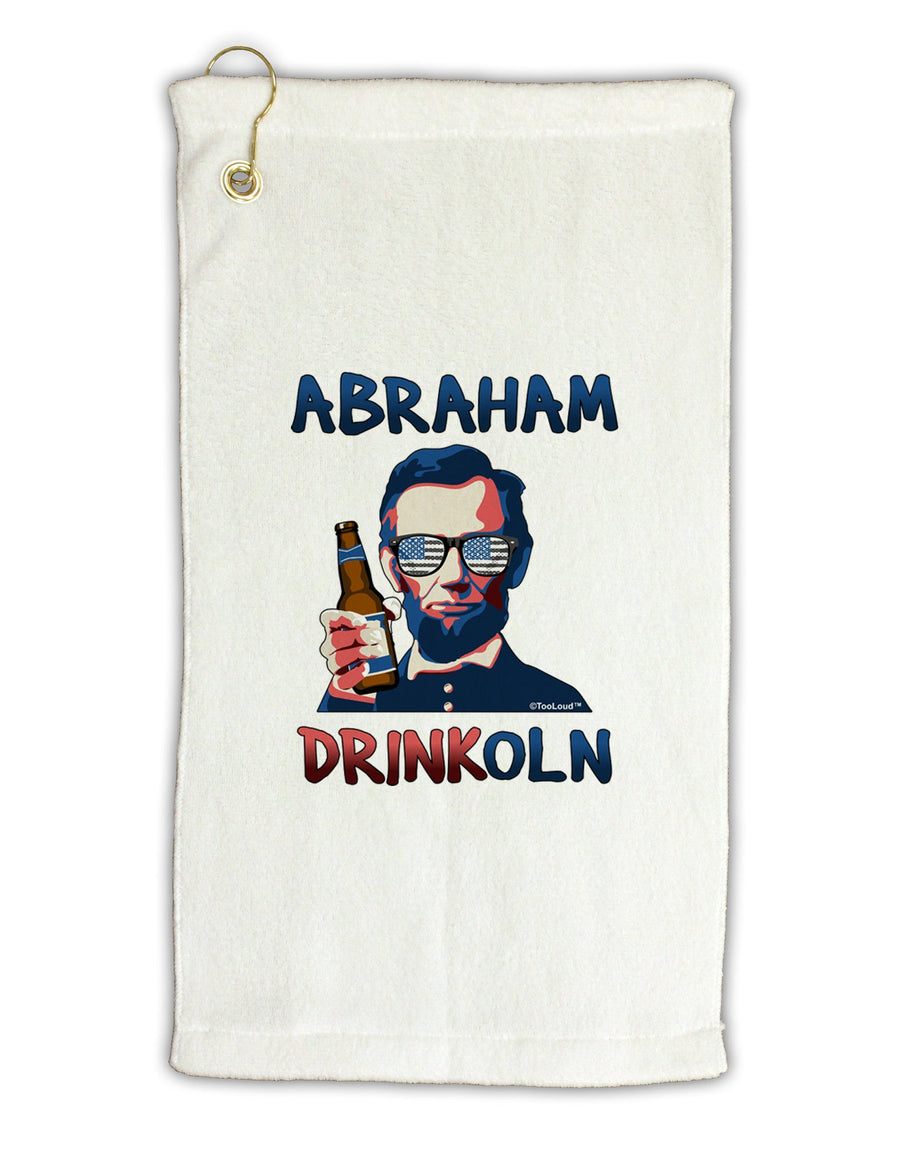 Abraham Drinkoln with Text Micro Terry Gromet Golf Towel 16 x 25 inch-Golf Towel-TooLoud-White-Davson Sales