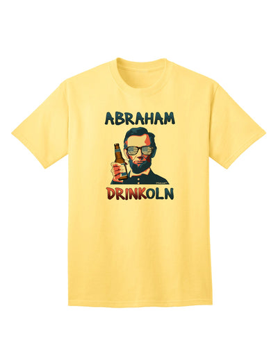 Abraham Drinkoln with Text - Premium Adult T-Shirt for Casual Wear-Mens T-shirts-TooLoud-Yellow-Small-Davson Sales