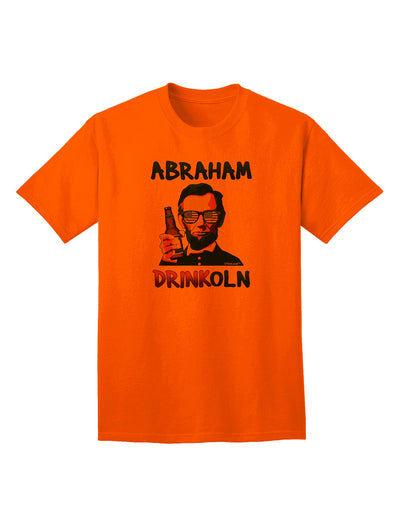 Abraham Drinkoln with Text - Premium Adult T-Shirt for Casual Wear-Mens T-shirts-TooLoud-Orange-Small-Davson Sales