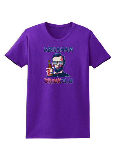 Abraham Drinkoln with Text Womens Dark T-Shirt-TooLoud-Purple-X-Small-Davson Sales