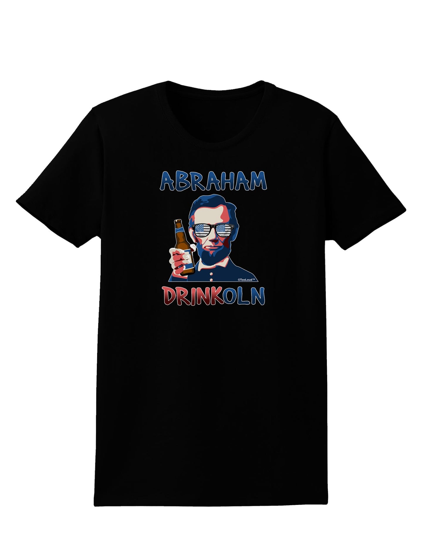Abraham Drinkoln with Text Womens Dark T-Shirt-TooLoud-Black-X-Small-Davson Sales