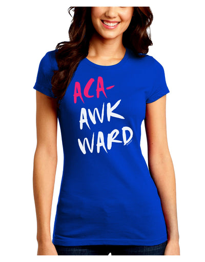 Aca-Awkward Juniors Crew Dark T-Shirt-T-Shirts Juniors Tops-TooLoud-Royal-Blue-Juniors Fitted Small-Davson Sales