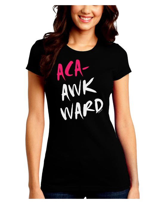 Aca-Awkward Juniors Crew Dark T-Shirt-T-Shirts Juniors Tops-TooLoud-Black-Juniors Fitted Small-Davson Sales