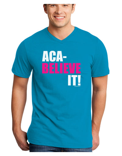 Aca Believe It Adult Dark V-Neck T-Shirt-TooLoud-Turquoise-Small-Davson Sales