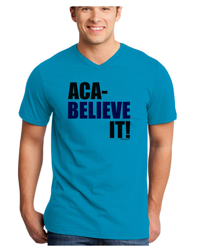 Aca Believe It Adult V-Neck T-shirt-Mens V-Neck T-Shirt-TooLoud-Turquoise-Small-Davson Sales