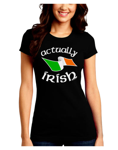 Actually Irish Juniors Petite Crew Dark T-Shirt-T-Shirts Juniors Tops-TooLoud-Black-Juniors Fitted Small-Davson Sales