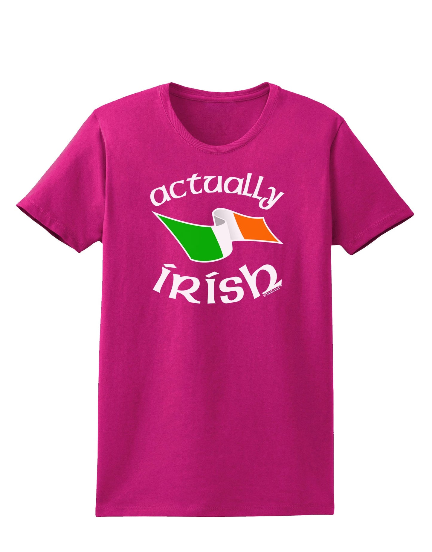 Actually Irish Womens Dark T-Shirt-TooLoud-Hot-Pink-Small-Davson Sales