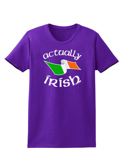 Actually Irish Womens Dark T-Shirt-TooLoud-Purple-X-Small-Davson Sales