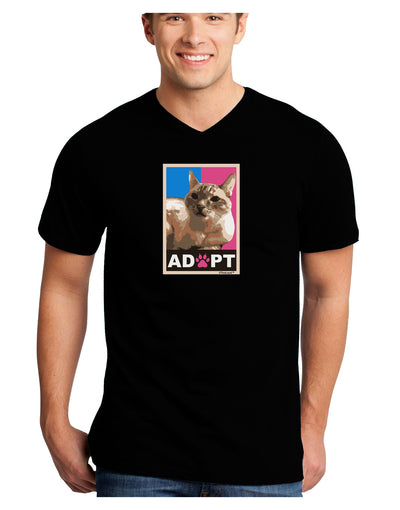 Adopt Cute Kitty Cat Adoption Adult Dark V-Neck T-Shirt-TooLoud-Black-Small-Davson Sales