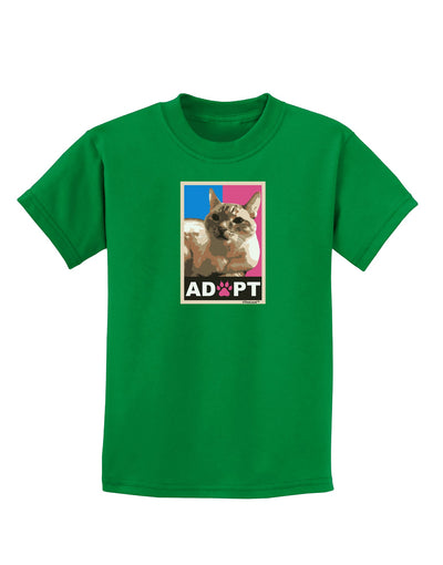 Adopt Cute Kitty Cat Adoption Childrens Dark T-Shirt-Childrens T-Shirt-TooLoud-Kelly-Green-X-Small-Davson Sales