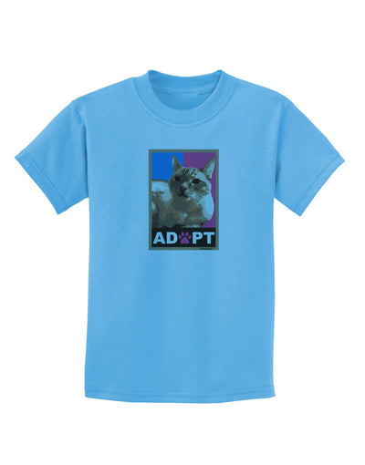 Adopt Cute Kitty Cat Adoption Childrens T-Shirt-Childrens T-Shirt-TooLoud-Aquatic-Blue-X-Small-Davson Sales