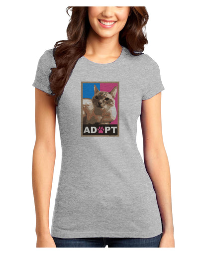 Adopt Cute Kitty Cat Adoption Juniors Petite T-Shirt-T-Shirts Juniors Tops-TooLoud-Ash-Gray-Juniors Fitted X-Small-Davson Sales