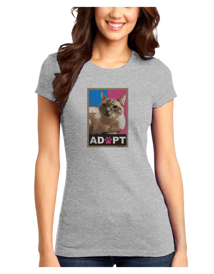 Adopt Cute Kitty Cat Adoption Juniors Petite T-Shirt-T-Shirts Juniors Tops-TooLoud-White-Juniors Fitted X-Small-Davson Sales