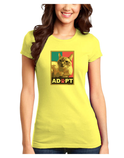 Adopt Cute Kitty Cat Adoption Juniors Petite T-Shirt-T-Shirts Juniors Tops-TooLoud-Yellow-Juniors Fitted X-Small-Davson Sales