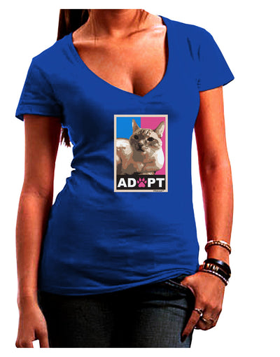 Adopt Cute Kitty Cat Adoption Womens V-Neck Dark T-Shirt-Womens V-Neck T-Shirts-TooLoud-Royal-Blue-Juniors Fitted Small-Davson Sales