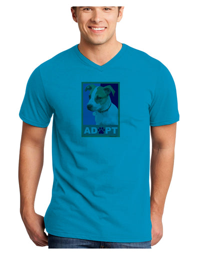 Adopt Cute Puppy Cat Adoption Adult V-Neck T-shirt-Mens V-Neck T-Shirt-TooLoud-Turquoise-Small-Davson Sales