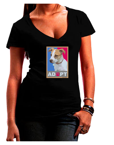 Adopt Cute Puppy Cat Adoption Womens V-Neck Dark T-Shirt-Womens V-Neck T-Shirts-TooLoud-Black-Juniors Fitted Small-Davson Sales