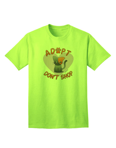 Adopt Don't Shop Cute Kitty Adult T-Shirt-unisex t-shirt-TooLoud-Neon-Green-Small-Davson Sales