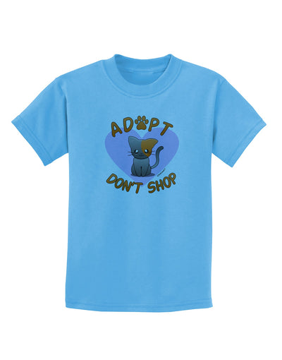 Adopt Don't Shop Cute Kitty Childrens T-Shirt-Childrens T-Shirt-TooLoud-Aquatic-Blue-X-Small-Davson Sales