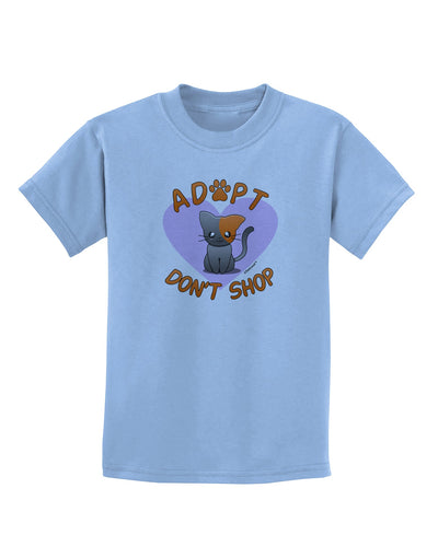 Adopt Don't Shop Cute Kitty Childrens T-Shirt-Childrens T-Shirt-TooLoud-Light-Blue-X-Small-Davson Sales