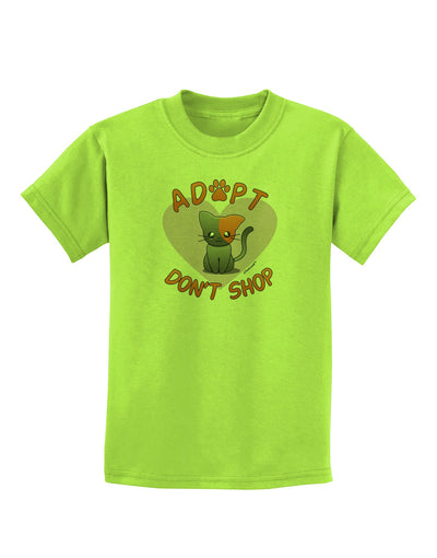 Adopt Don't Shop Cute Kitty Childrens T-Shirt-Childrens T-Shirt-TooLoud-Lime-Green-X-Small-Davson Sales