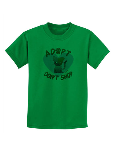 Adopt Don't Shop Cute Kitty Childrens T-Shirt-Childrens T-Shirt-TooLoud-Kelly-Green-X-Small-Davson Sales