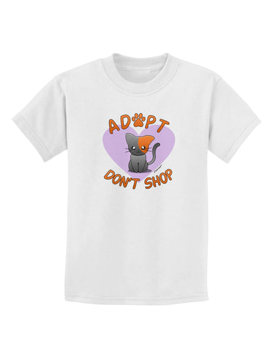 Adopt Don't Shop Cute Kitty Childrens T-Shirt-Childrens T-Shirt-TooLoud-White-X-Small-Davson Sales