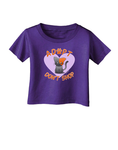 Adopt Don't Shop Cute Kitty Infant T-Shirt Dark-Infant T-Shirt-TooLoud-Purple-06-Months-Davson Sales