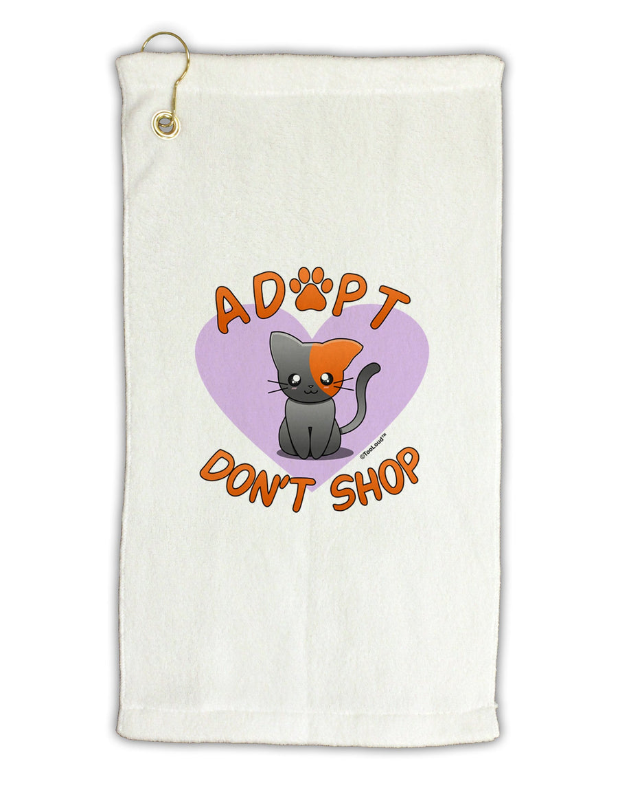 Adopt Don't Shop Cute Kitty Micro Terry Gromet Golf Towel 16 x 25 inch-Golf Towel-TooLoud-White-Davson Sales