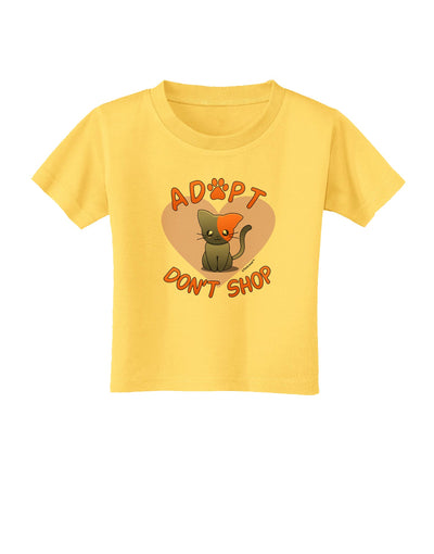 Adopt Don't Shop Cute Kitty Toddler T-Shirt-Toddler T-Shirt-TooLoud-Yellow-2T-Davson Sales