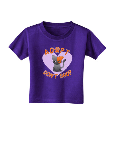 Adopt Don't Shop Cute Kitty Toddler T-Shirt Dark-Toddler T-Shirt-TooLoud-Purple-2T-Davson Sales