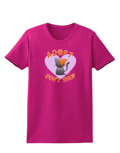 Adopt Don't Shop Cute Kitty Womens Dark T-Shirt-TooLoud-Hot-Pink-Small-Davson Sales