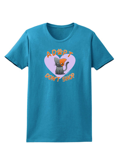 Adopt Don't Shop Cute Kitty Womens Dark T-Shirt-TooLoud-Turquoise-X-Small-Davson Sales