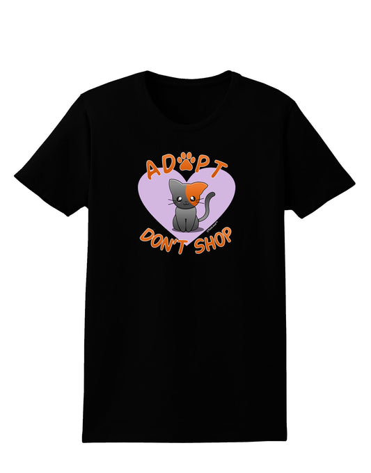 Adopt Don't Shop Cute Kitty Womens Dark T-Shirt-TooLoud-Black-X-Small-Davson Sales