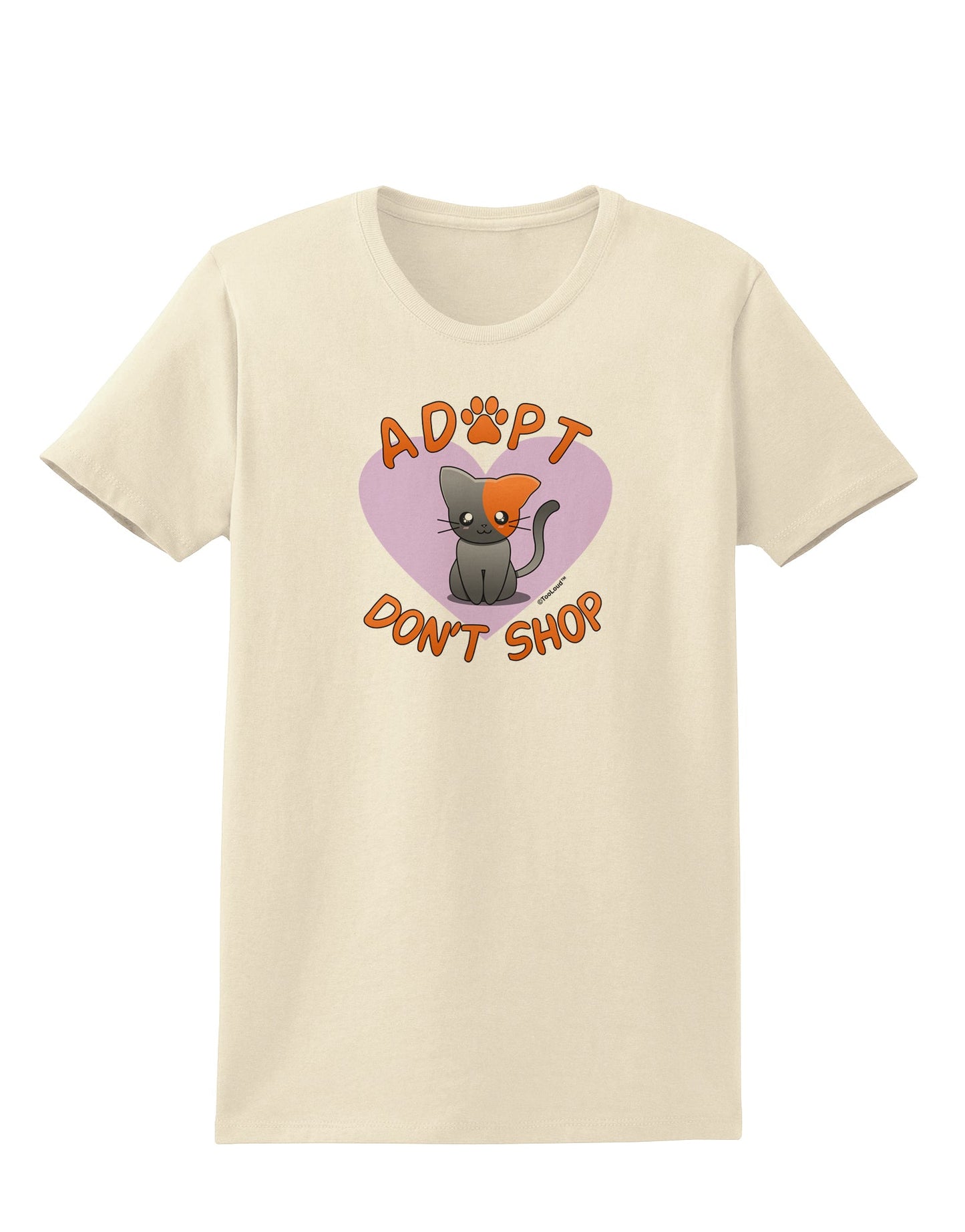 Adopt Don't Shop Cute Kitty Womens T-Shirt-Womens T-Shirt-TooLoud-Natural-X-Small-Davson Sales