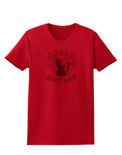 Adopt Don't Shop Cute Kitty Womens T-Shirt-Womens T-Shirt-TooLoud-Red-X-Small-Davson Sales