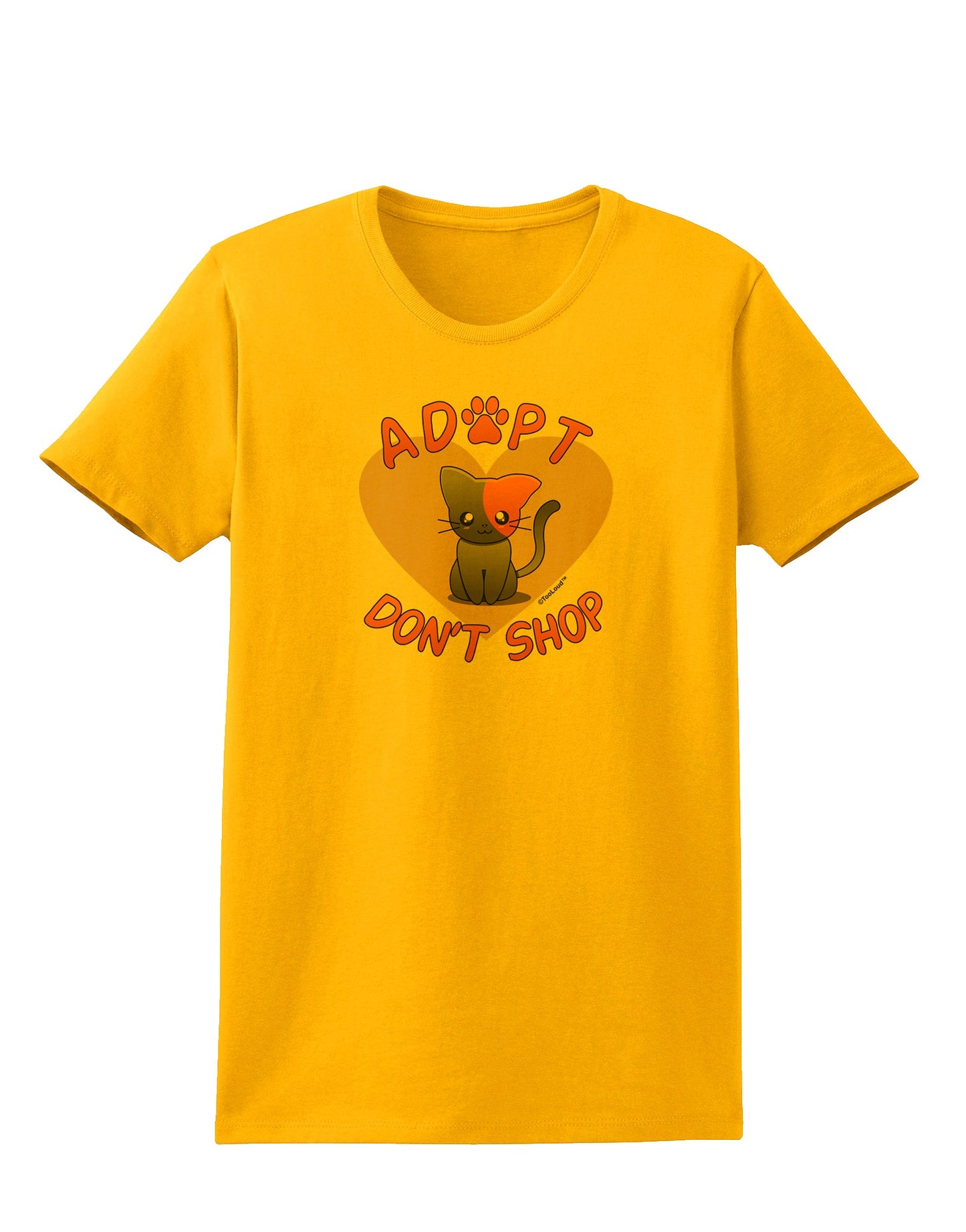 Adopt Don't Shop Cute Kitty Womens T-Shirt-Womens T-Shirt-TooLoud-Gold-X-Small-Davson Sales