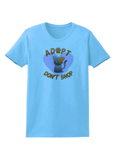 Adopt Don't Shop Cute Kitty Womens T-Shirt-Womens T-Shirt-TooLoud-Aquatic-Blue-X-Small-Davson Sales