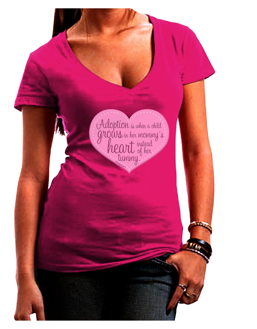 Adoption is When - Mom and Daughter Quote Juniors V-Neck Dark T-Shirt by TooLoud